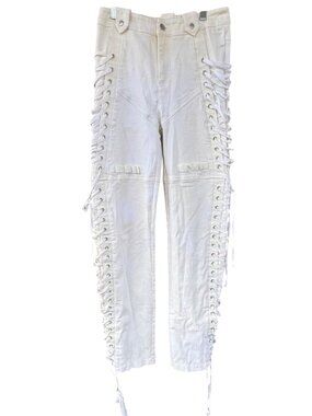 I.AM.GIA Holly Pant Lace Up Side Grommet Detail Cotton Stretch White Medium